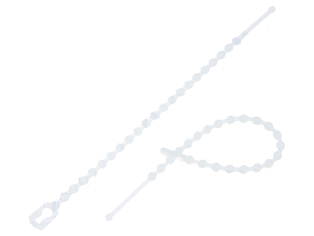 Kabelbinder; kralen,losmaakbaar; L: 100mm; polyamide; natuurlijk Kabelbinder; kralen,losmaakbaar; L: 100mm; polyamide; natuurlijk